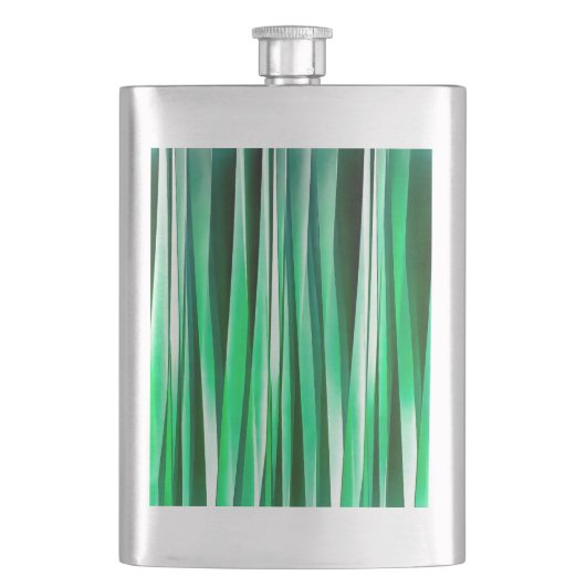 Aquamarine-Ozean-Stripy Muster Flachmann (Vorderseite)
