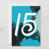 Aquamarine Paint Spritzer Foto 15. Geburtstag Einl Einladung (Rückseite)