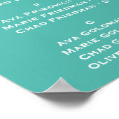 Aquamarine Paisley Alphabetitical Seating Chart Poster (Ecke)