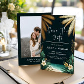 Aquamarine Palm Beach Green and Gold Hochzeit Save The Date