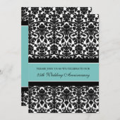 Aquamarine Party Einladung zum 25. Jahrestag von D (Vorne/Hinten)