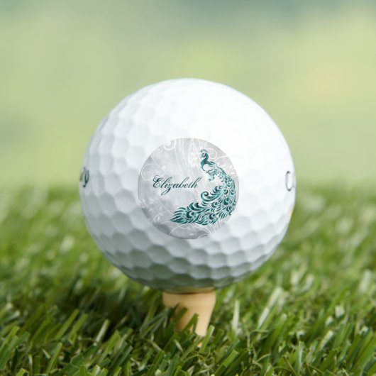 Aquamarine Peacock Personalisierte Golfbälle (Insitu T-Shirt)