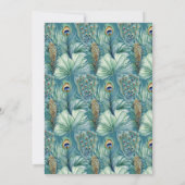 Aquamarine Peacock Tropical Blume Butterfly-Hochze Einladung (Rückseite)