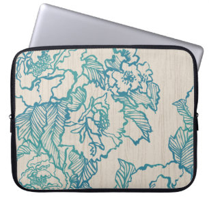 Aquamarine Peonies auf neutralem Elegant Laptopschutzhülle