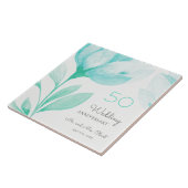 Aquamarine Peonies Hochzeitstag 50 Jahre Fliese (Seite)