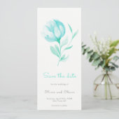 Aquamarine Peonies Save the Date Einladung (Stehend Vorderseite)
