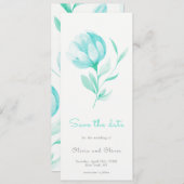 Aquamarine Peonies Save the Date Einladung (Vorne/Hinten)
