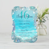 Aquamarine Perlen des Blauen Ozeans Sweet 16 Party Einladung (Stehend Vorderseite)