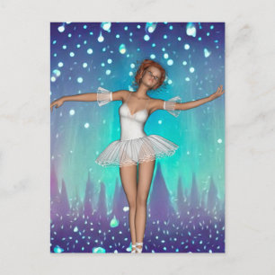 Aquamarine Perlen und Bäume in der Ballerina Postkarte