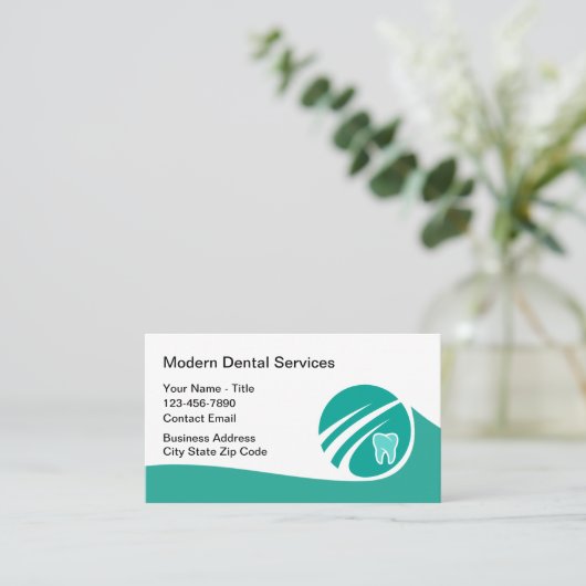 Aquamarine Personalausweise des modernen Zahnarzte Visitenkarte (Stehend Vorderseite)