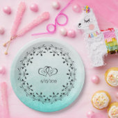 Aquamarine Personalisierte Hochzeitspapier-Teller Pappteller (Party)