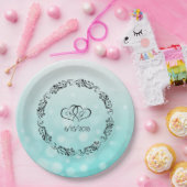 Aquamarine Personalisierte Hochzeitspapier-Teller Pappteller (Party)