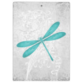 Aquamarine Personalisierte Libelle Klemmbrett (Rückseite)