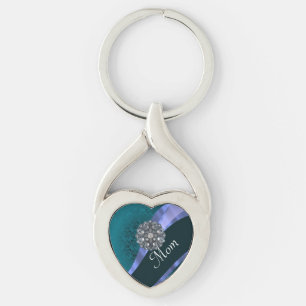 Aquamarine personalisierte Mama Schlüsselanhänger