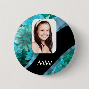Aquamarine personalisiertes Foto Button