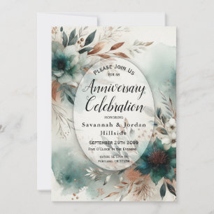 Aquamarine Petals in Bronze Bloom Anniversary Part Einladung