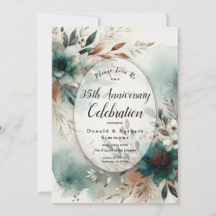 Aquamarine Petals in Bronze Bloom Anniversary Part Einladung