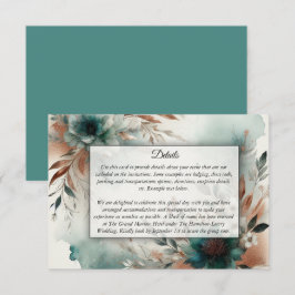 Aquamarine Petals in Bronze Bloom Wedding Begleitkarte
