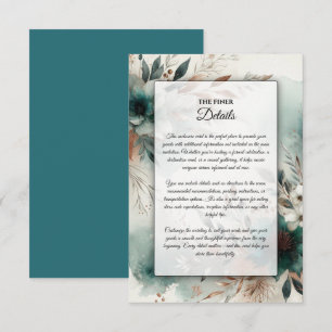 Aquamarine Petals in Bronze Bloom Wedding Begleitkarte