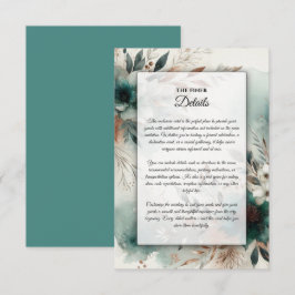 Aquamarine Petals in Bronze Bloom Wedding Begleitkarte