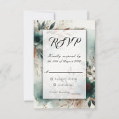 Aquamarine Petals in Bronze Bloom Wedding RSVP Karte (Vorderseite)