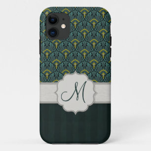 Aquamarine Pfau-Fans und Streifen mit Monogramm Case-Mate iPhone Hülle