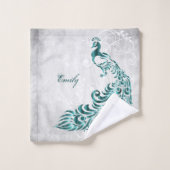 Aquamarine Pfau Personalisierte Badetücher Badhandtuch Set (Waschlappen)