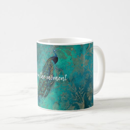 Aquamarine Pfaue Kaffeetasse (VorderseiteRechts)