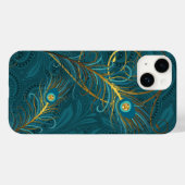 Aquamarine Pfauenfeathers mit Paisley Case-Mate iPhone Hülle (Rückseite (Horizontal))