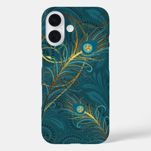 Aquamarine Pfauenfeathers mit Paisley Case-Mate iPhone Hülle (Rückseite)