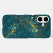 Aquamarine Pfauenfeathers mit Paisley Case-Mate iPhone Hülle (Rückseite (Horizontal))
