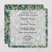 Aquamarine Pfauenfeathers Wedding Einladung (Vorne/Hinten)