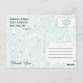 Aquamarine PfauenFedern auf Weiß bis Grau Gradient Postkarte (Rückseite)