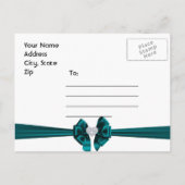 Aquamarine Pfauenpfaue Save the Date Postkarte (Rückseite)