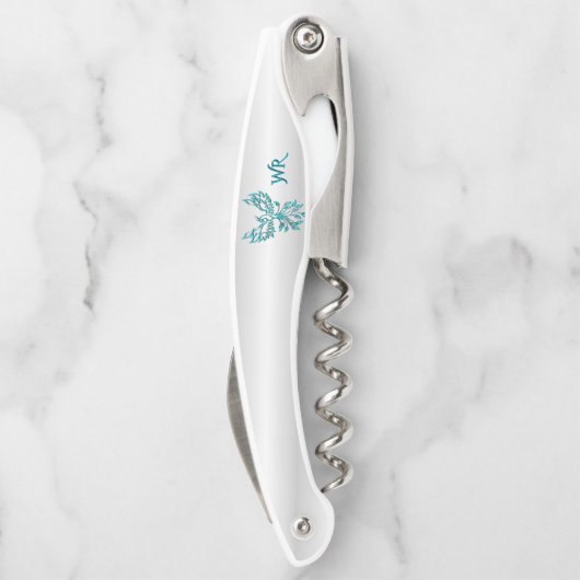 Aquamarine Phoenix-Monogram-Korkenschraube Kellnermesser (Rückseite)
