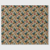 Aquamarine Pinecones Herbst Muster Geschenkpapier (Flach)