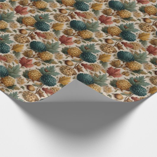 Aquamarine Pinecones Herbst Muster Geschenkpapier (Ecke)