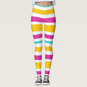 Aquamarine, PInk-, Orange- und Weißstreifen-Leggin Leggings