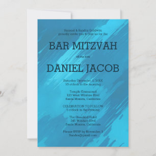 Aquamarine Pinselstriche Custom BAR BAT MITZVAH Einladung