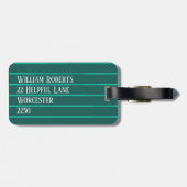 Aquamarine Pinstreifen Gepäckanhänger (Rückseite horizontal)