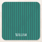 Aquamarine Pinstreifen Rechteckiger Pappuntersetzer (Vorderseite)