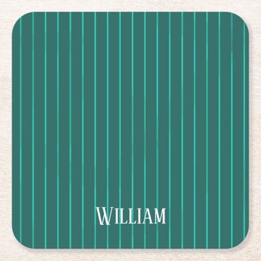 Aquamarine Pinstreifen Rechteckiger Pappuntersetzer (Vorderseite)