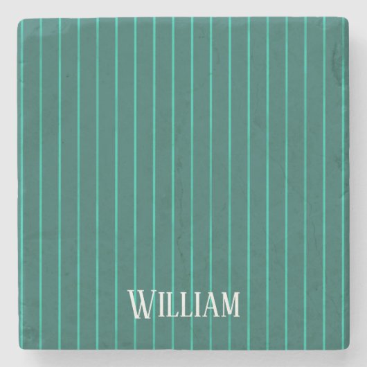 Aquamarine Pinstreifen Steinuntersetzer (Vorderseite)