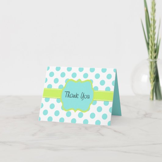 Aquamarine Polka Dot Thank You Card Dankeskarte (Vorderseite)