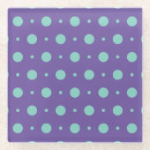 Aquamarine Polka Dots auf Lila Untersetzer (Vorderseite)