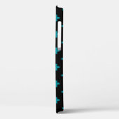 Aquamarine Polka-Kreuze auf schwarz Case-Mate iPhone Hülle (Rückseite / Links)