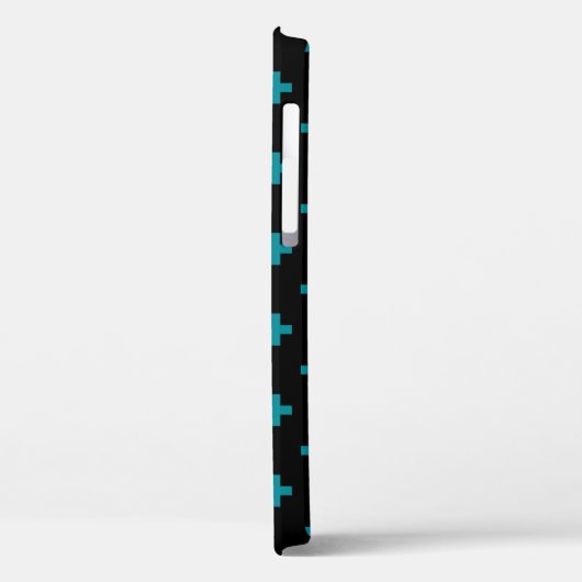 Aquamarine Polka-Kreuze auf schwarz Case-Mate iPhone Hülle (Rückseite / Links)