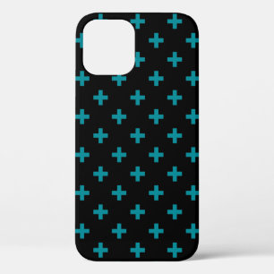 Aquamarine Polka-Kreuze auf schwarz Case-Mate iPhone Hülle