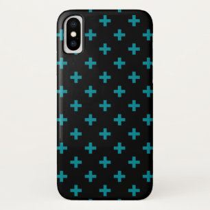Aquamarine Polka-Kreuze auf schwarz Case-Mate iPhone Hülle