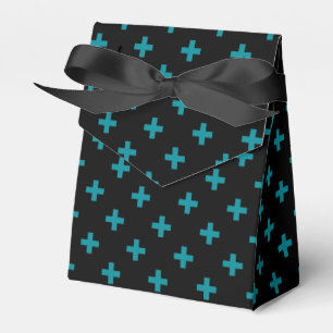 Aquamarine Polka-Kreuze auf schwarz Geschenkschachtel